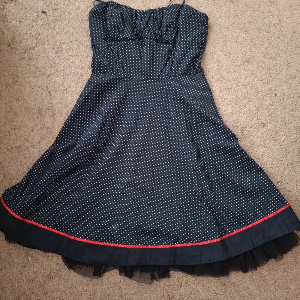 50s style strapless dress.